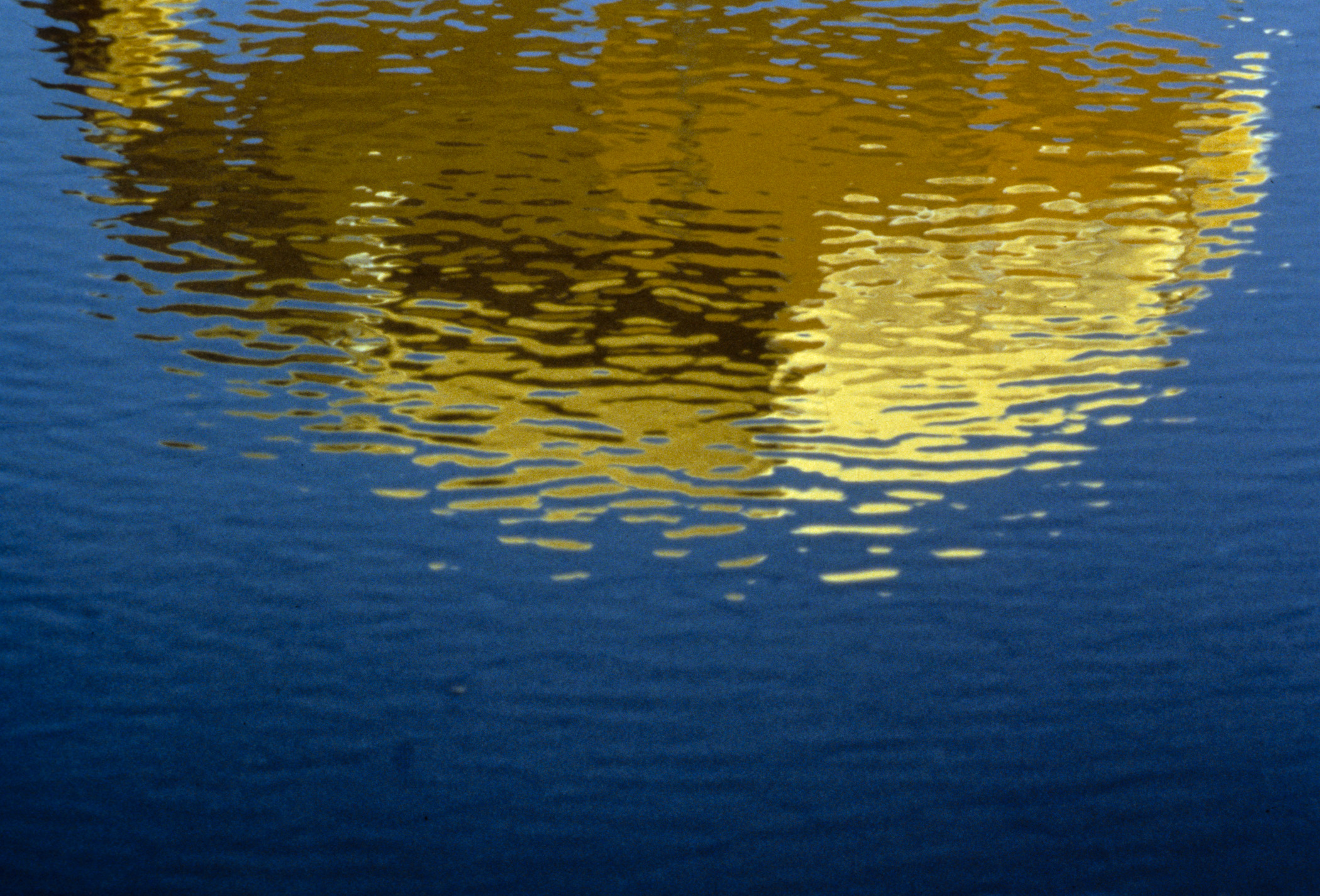 yellow and blue reflection - water - Impressionism - Miksang - copyright - John McQuade